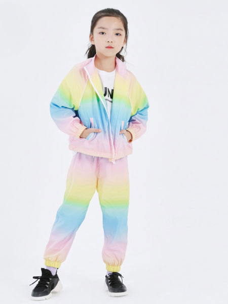 Sun Tomorrow尚T童装品牌2020春夏新款拼接色彩虹运动风格套装