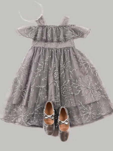 贝贝摩登童装品牌2020春夏两件式多层飘纱裙