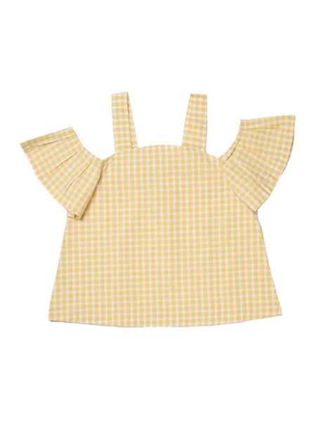 汉娜＆蒂芙童装品牌2020春夏有机棉褶边上衣| 黄色