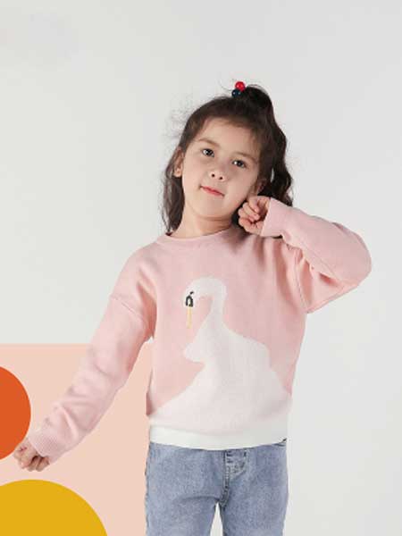 童装品牌2020春夏新款女童创意天鹅针织毛衣