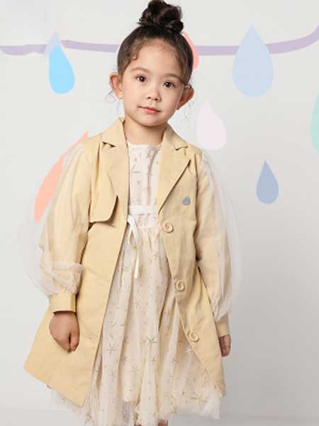 童装品牌2020春夏新款童装女童蕾丝长袖风衣收腰气质儿童外套