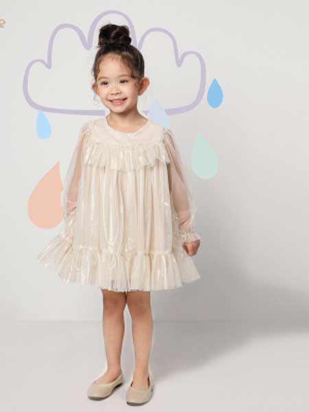 deermode童装品牌2020春夏新款女童创意蕾丝五星亮片连衣裙