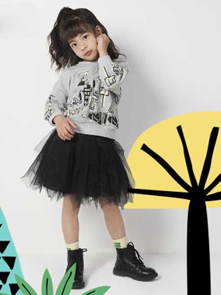 deermode童装品牌2020春夏新款黑色蕾丝短裙