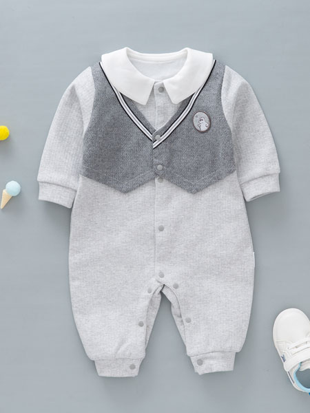 童装品牌2020春夏新款纯色气质婴童爬行服
