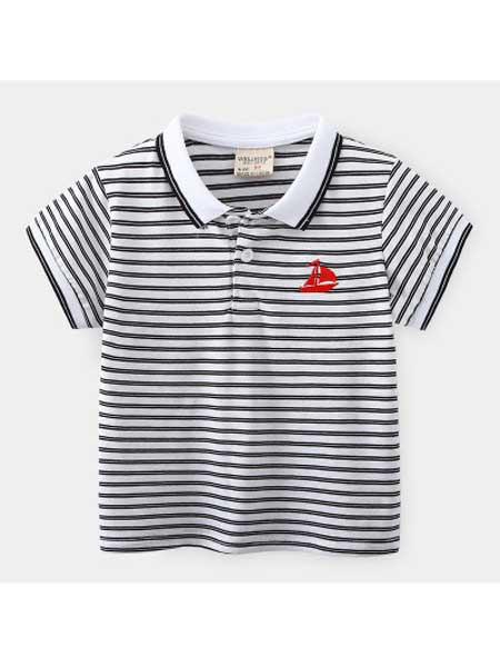 WELLKIDS童装品牌2020春夏新款童装 儿童短袖可爱条纹POLO衫