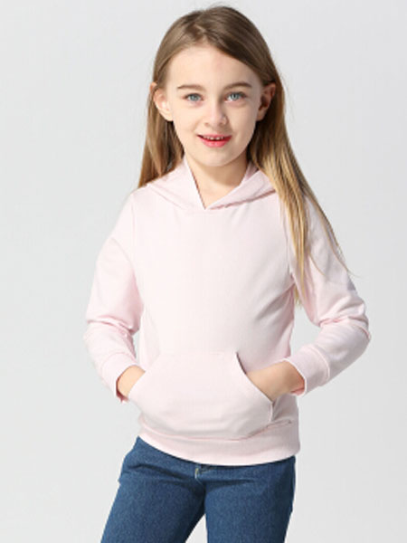 唯路易童装品牌2020春夏新款纯色针织简洁带帽卫衣