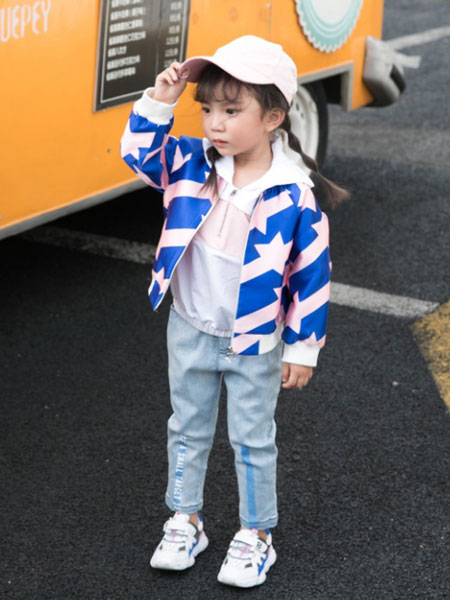 棉之子童装品牌2020春夏新款拼接色气质拉链外套