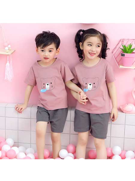 童装品牌2020春夏新款韩版家居服儿童短袖套装洋气男女童T恤睡衣睡裤