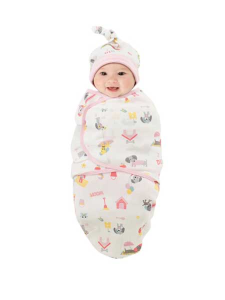 艾娜骑士童装品牌2020春夏婴儿抱被抱毯纯棉新生儿包巾蜡烛包0-3月 蓝色狗宝宝