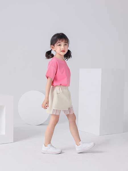 童装品牌2020春夏纯棉粉色短袖