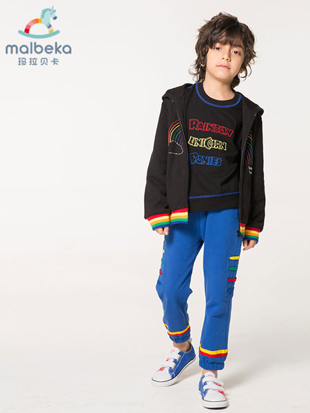 玛拉贝卡童装品牌2020春夏外套中大童休闲帅气彩虹儿童黑色男孩棒球服