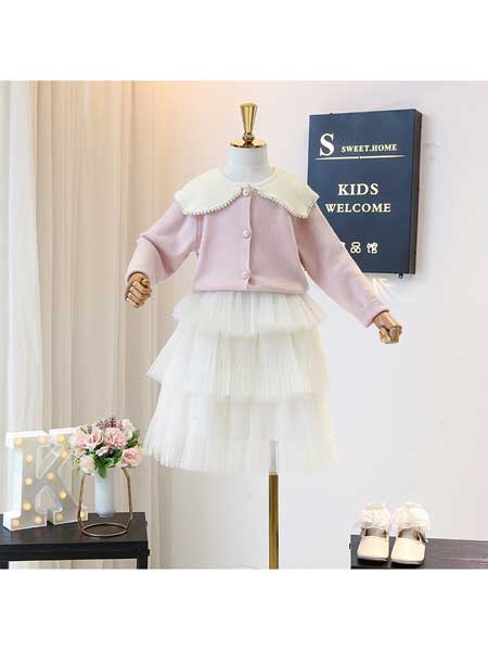 童装品牌2020春夏女童春款套装女孩洋气套裙韩版儿童针织开衫蛋糕裙两件套