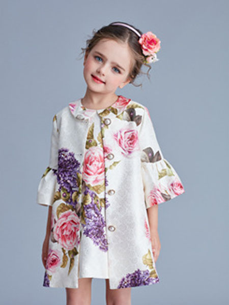 童装品牌2020春夏玫瑰印花仙女裙