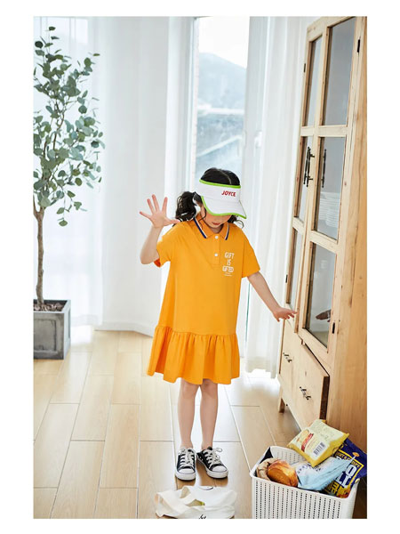 童装品牌2020春夏橙瑟连衣裙