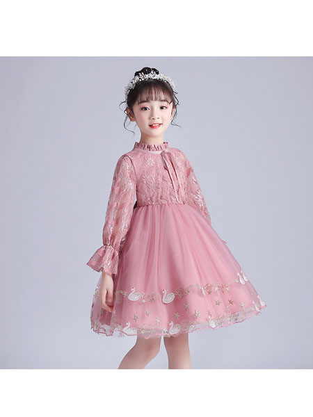 赖氏童装品牌2020春夏洋气女童连衣裙六一儿童节表演服中大童公主礼裙