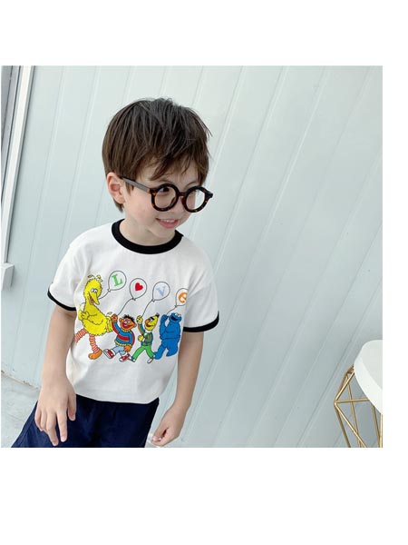 可可小派童装品牌2020春夏日系潮牌童装印花宽松款男女宝宝儿童短袖t恤