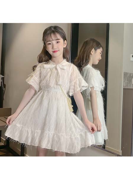 梵夕童装品牌2020春夏新款儿童韩版时髦中大童洋气流苏连衣裙潮