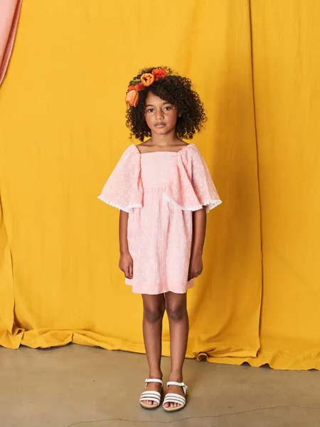 La Coqueta童装品牌2020春夏荷叶宽松短袖连衣裙