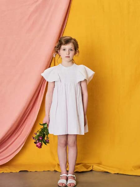 La Coqueta童装品牌2020春夏白色蓬蓬袖连衣裙