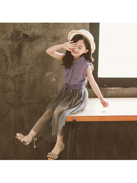 YC·Kids童装品牌2020春夏中大女童韩版时尚甜美束腰两件套