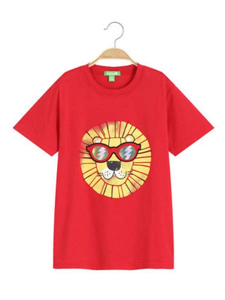 Bossini Kids堡狮龙童装品牌2020春夏卡通老虎红色T恤