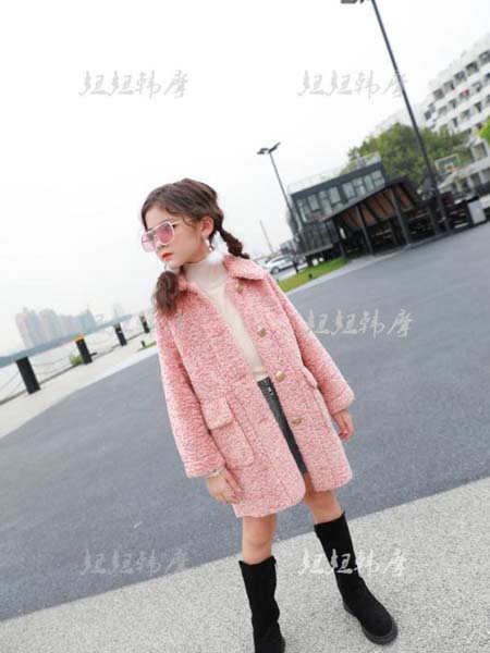 童装品牌2020春夏粉色长款外套
