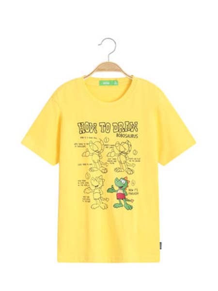 Bossini Kids堡狮龙童装品牌2020春夏漫画恐龙T恤