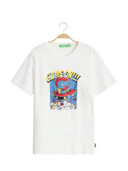 Bossini Kids堡狮龙童装品牌2020春夏飞碟白色T恤