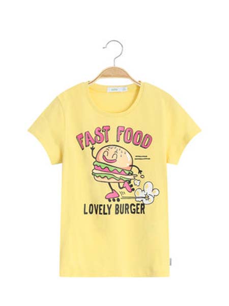 Bossini Kids堡狮龙童装品牌2020春夏黄色汉堡包T恤