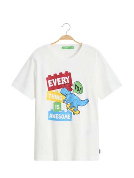 Bossini Kids堡狮龙童装品牌2020春夏积木恐龙T恤
