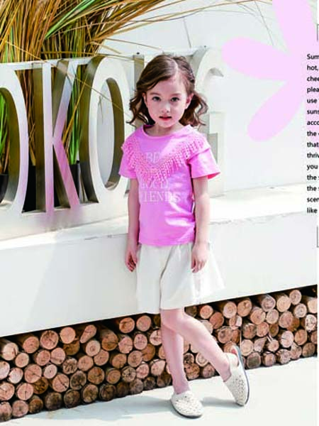 德蒙斯特童装品牌2020春夏紫粉色T恤