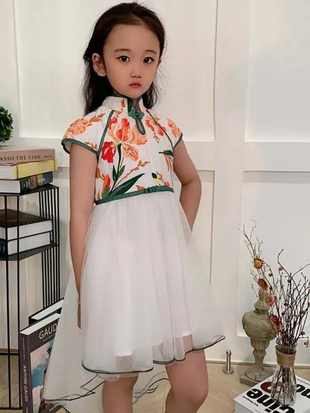 Annica艾尼卡童装品牌2020春夏旗袍上衣白纱半裙
