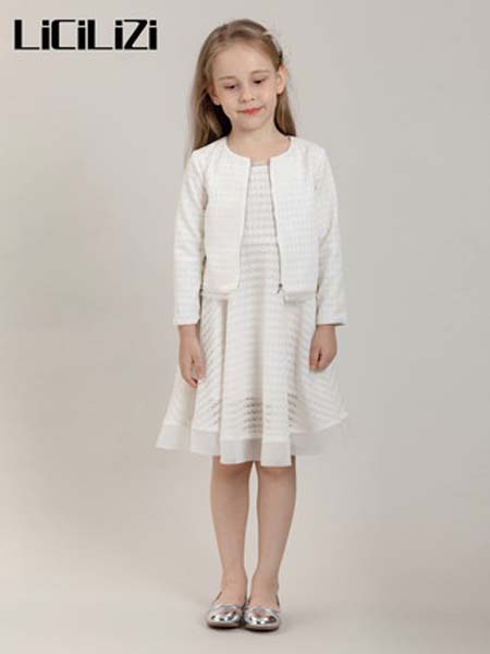 粒子童装品牌2020春夏女外套拉链短款白色纹理洋气优雅