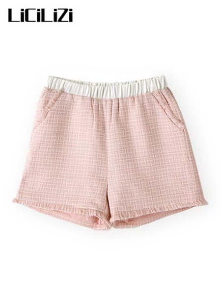 粒子童装品牌2020春夏女短裤粉色经典甜美淑女皮筋洋气
