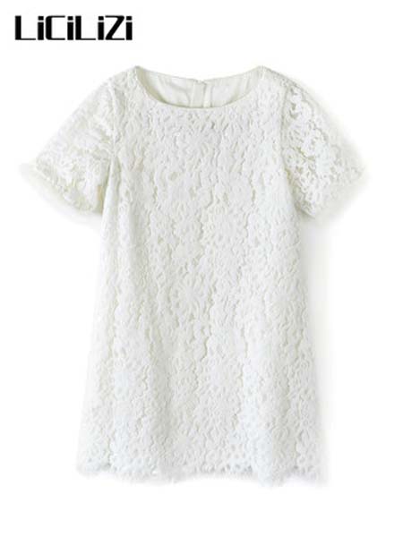 粒子童装品牌2020春夏亲子装白色蕾丝连衣裙子洋气