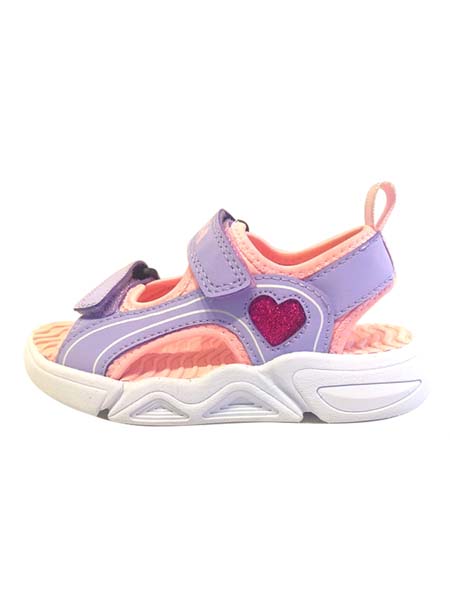 匹克儿童童装品牌2020春夏爱心浅紫色女童儿童凉鞋
