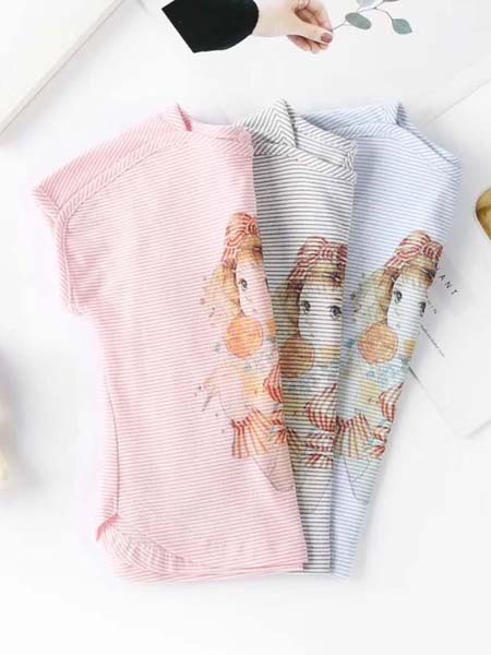 路西米儿童装品牌2020春夏卡通女孩条纹宝宝衣服