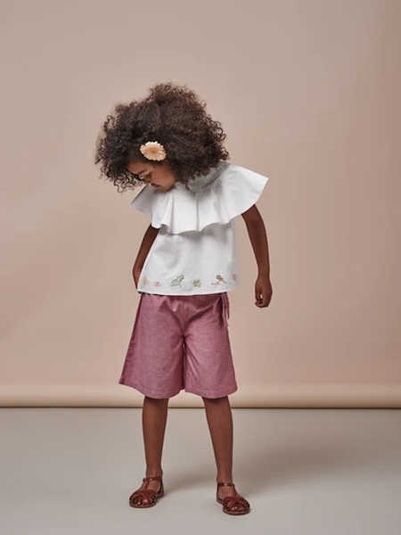 汉娜＆蒂芙童装品牌2020春夏女童荷叶边短袖