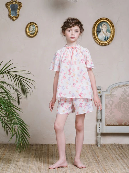 amiki童装品牌2020春夏纯棉轻肤透气短袖睡衣套装