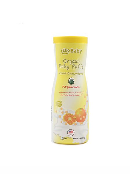 ekobaby婴儿食品机泡芙婴儿磨牙零食甜橙酸奶味