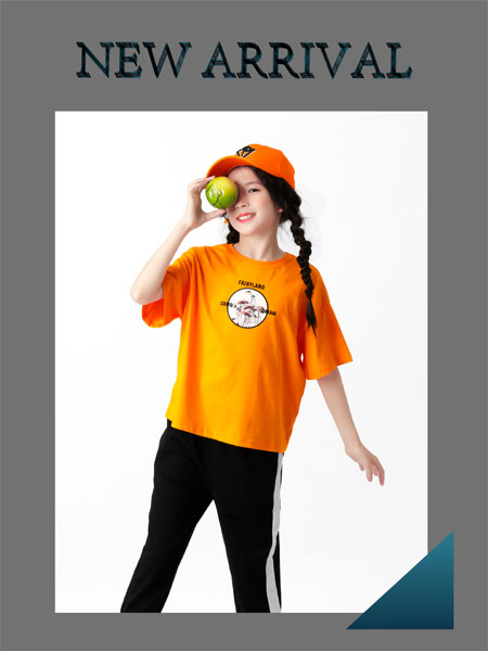 糖果布丁童装品牌2020春夏橙色T恤