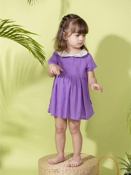 童装品牌2020春夏紫色连衣裙