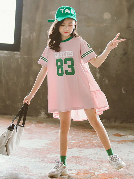 童装品牌2020春夏女新款短袖中长款t恤裙儿童装夏季韩版半袖宽松潮T洋气