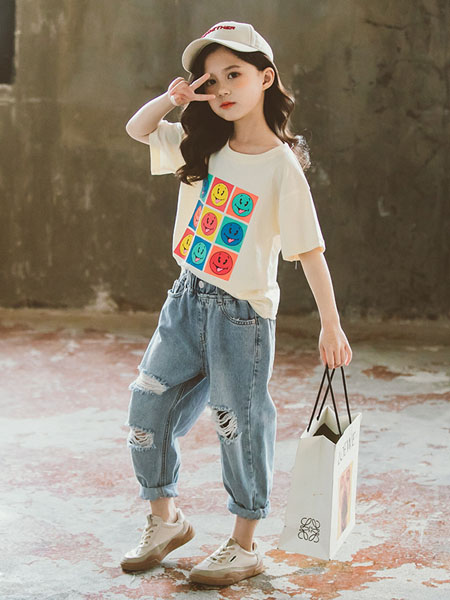 Tao cat Kids童装品牌2020春夏短袖T恤新款夏装儿童女孩洋气夏季上衣宽松半袖T恤