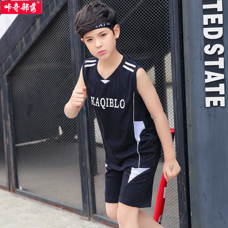 童装品牌2020春夏儿童运动服新款中大童无袖背心短裤套装男孩篮球服两件套