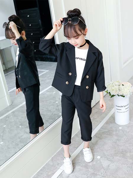 郝月琴童装品牌2020春夏女童个性时尚西装套装两件套