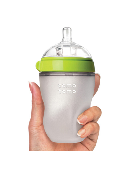 COMOTOMO婴童用品新生儿宽口径奶瓶奶嘴套装 250ml绿配2滴奶嘴+3滴奶嘴 硅胶防摔奶瓶套装