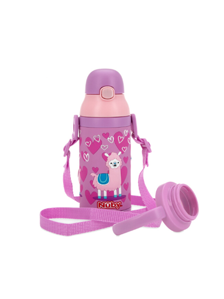 Nuby婴童用品宝宝不锈钢按键直饮运动真空保温杯儿童吸管保温杯
