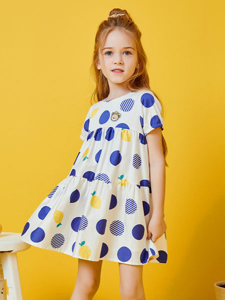 PawinPaw童装品牌2020春夏棉麻女童波点图案连衣裙