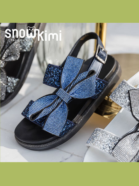 Snowkimi童鞋品牌2020春夏水钻蝴蝶结公主鞋凉鞋